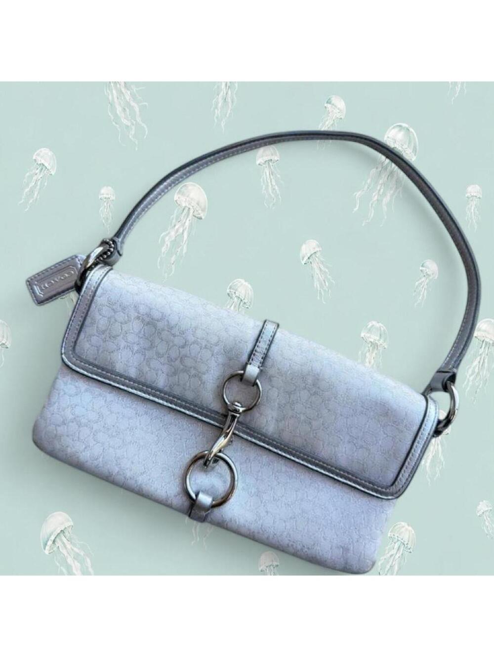 Coach vintage metallic silver shoulder clutch